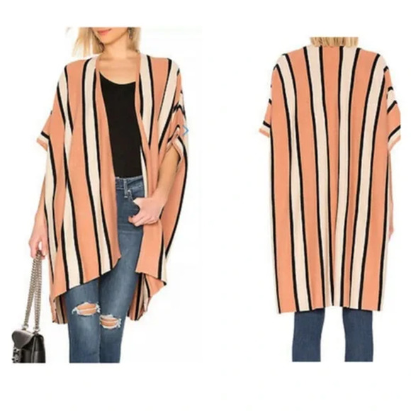 Lovers + Friends Revolve Cardigan XS/Small Striped Oversized Open Longline SS - Picture 1 of 10